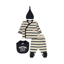 Civil Baby Çizgi Empirmeli Zıbın Takımları - Bej Açık Vizon