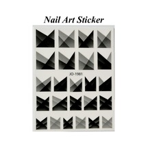 Nail Art Sticker Kendinden Yapışkanlı, Tırnak Süsleme, Tırnak Dövmesi Stikır 1981 Siyah-1981