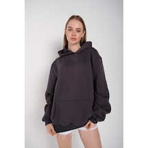 Kadın Füme Oversize Kapüşonlu Sweatshirt 000 Tw-Bskzswt Gri