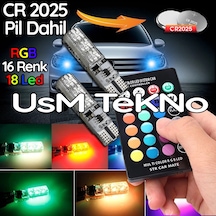 Kumandalı Çakarlı T10 Araç Park Ampulü 2 Adet 18 Led Rgb Led