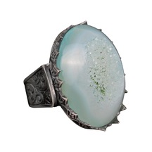 Erkekler İçin 925 Ayar Gümüş Yüzük, Doğal Druzy Kuvars: Aqua, Yeşil, Bej Seçenekleri Aqua Gümüş Erkekler İçin 925 Ayar Gümüş Yüzük, Doğal Druzy Kuvars: Aqua, Yeşil, Bej Seçenekleri Aqua Gümüş