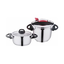 Falez Twist Cook Düdüklü Tencere Seti 4+7 L Siyah Kırmızı Siyah