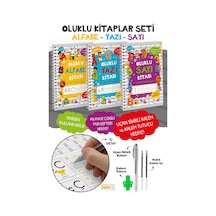 Oluklu Kitaplar 3 Lü Set - Alfabe Sayı Yazı - Yaz Sil Eğitim Kitabı - Sihirli Kalemli Okul Öncesi