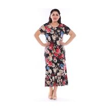 Siyah Desenli Büyük Beden Elbise 27D-0952 Siyah
