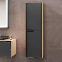 Orka Craft 40 Cm Mdf Meşe-Mat Antrasit Banyo Boy Dolabı Antrasit