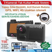 Servis Mevzuatına Uygun 3 Kameralı Monitör Çıkışlı 4g Gps Wıfı Acil Durum Butonu Dahil Pratik Montaj Kamera Seti