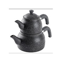 Tnt-8695835401713-hercul Ortçaygrn-004-01-orta Boy Gri Granit Çaydanlık Takımı 800/1600ml Füme