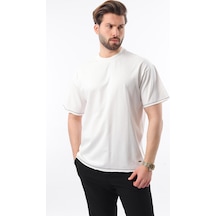 Madmext Madmext Ekru Bisiklet Yaka Basic Erkek Tişört E7105 Ekru