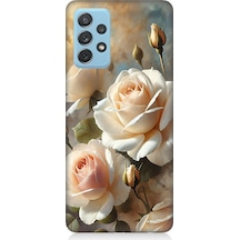 Samsung Galaxy A52 Uyumlu Krem Beyaz Güllerin Sessizliği Desenli Silikon Kılıf Çok Renkli