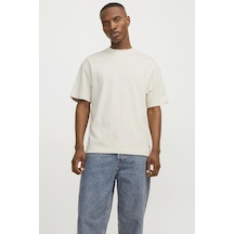 Jack & Jones Erkek Bisiklet Yaka Loose Fit Bej T-shirt - 12254412 Bej