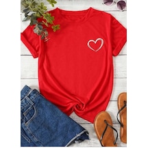 Kozia Outdoors Malkoçbey Kalp Baskılı Oversize Unisex Basic T-şhirt Kırmızı, Kirmizi