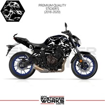 Mt-07 2018-2020 Kaplama Sticker Şimşek Yıldırım Motor Kaplama Modeli Hazır Kit 2018-2020 Uyumlu Beyaz