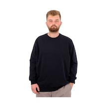 Mode Xl Büyük Beden Erkek Basic Sweatshirt Bisiklet Yaka Recycle B24529 Siyah Siyah