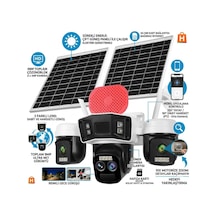 O-kam -4075 3 Lens Görüntü 10x Optik Zoom Sirenli Çift Güneş Enerji Panelli 4g Kamera
