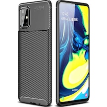 Samsung Galaxy Uyumlu A51 Kılıf Focus Karbon Kamera Korumalı Esnek Silikon Kılıf
