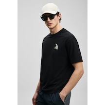 Lufian Mario Modern Grafik Erkek T-shirt 111020283 Siyah