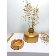 Şık Tasarım Antiquity Gold Rengi Minimal Vazo, Masa Ve Sehpa Üzeri, Dekoratif Aksesuar Gold