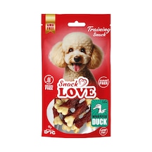 Snack - 785 - Love Köpek Ödülü Burgulu Kalsiyum Kemik Çubuk Üzerine Sarılı Ördek Etli 7 Cm - Shophnrl - 70 Gr