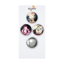 Jujutsu Kaisen Animesi Sukuna 3'lü Metal Rozet Seti 58mm İğneli Buton Çanta Yaka Rozeti Çok Renkli