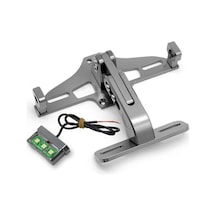 Ayarlanabilir Cnc Alüminyum Alaşımlı Motosiklet Plaka Tutucu Bisiklet Işık Led Işıklı Teleskopik Braket - Titanyum Gri