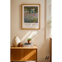 Claude Monet Iris Bahçesi, Ahşap Çerçeveli Duvar Tablosu - Modern Ev Dekorasyonu