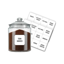 216 Adet Suya Dayanıklı Kare Baharat Ve Bakliyat Etiketi - Modern Kiler Düzenleyici Kavanoz Sticker Seti - Kapsamlı Mutfak Etiketleri: Bitki Çayı, Kuruyemiş Modern Beyaz Altın - Siyah