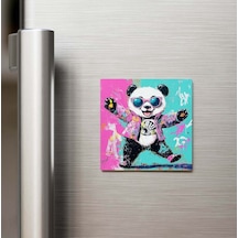 Panda - Panda - Güneş Gözlüklü Style - Buzdolap Magneti - 9x9 Cm