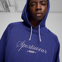 Puma Classıcs+ Erkek Relaxed Kapüşonlu Sweatshirt 626722 27 Mavi