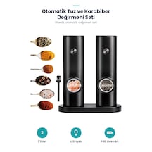 Otomatik Pilli Tuz Karabiber Değirmeni Seti 2 Li Led Işıklı, Standlı, Elektrikli Bahar Çok Renkli