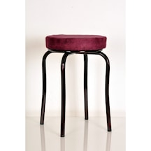 Tekli Mor Silinebilir Kumaş Bordo Profil Ahtapot Tabure Metal Tabure Mutfak Taburesi
