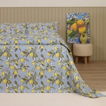Soft Fresco Çift Kişilik Pike Takımı - Mavi Çok Renkli
