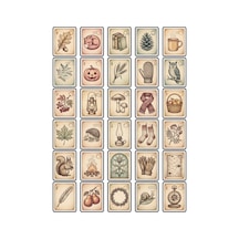 30 Adet Vintage Sonbahar Posta Pulu Sticker Seti - Laptop Defter Ajanda Valiz Çok Renkli