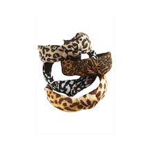 Leopar Desenli Fiyong Taç Kahverengi