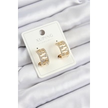 Nova Bazaar Xuping Zirkon Taşlı Çit Halka Model Gold Renk Kadın Küpe Altın
