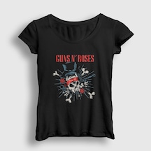 Presmono Kadın Revolvers Guns N' Roses T-shirt Siyah