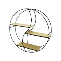 Sembol - Yuvarlak 3 Katlı Metal Dekoratif Duvar Raf 60 X 14 X 60 Cm 5365