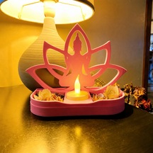3d Baskı Lotus Buda Mumluk - Dekoratif Tealight Mumluk-pembe Diğer