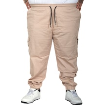 Mode Xl Büyük Beden Erkek Keten Kargo Jogger Barcelona Pantolon 25911 Bej Bej