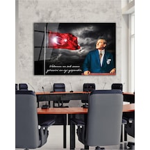 Türk Bayrağı Ve Atatürk Cam Tablo Vatanını En Çok Seven Modern Ev Ofis Salon Kurum Hediyelik Tablo
