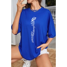 Unisex Butterfly Song Baskılı T-shirt Mavi