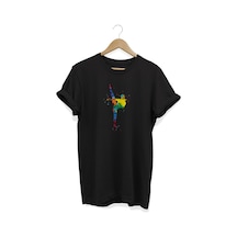 Karete Baskılı Siyah T-shirt Siyah