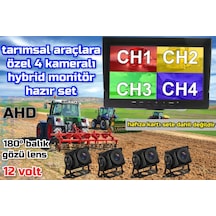 7'' Hybrid Dvr Ekran 4 Adet 180 Derece Balık Gözü Lens Geniş A...