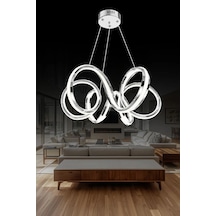 Petra Lüks Modern Helezon Sarmal Tasarım 60 Cm Led Avize Ptr-c60-w140-mıx Krom