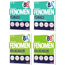 Fenomen Okul 2025 8. Sınıf Türkçe + Fen Bilimleri A + B Serisi Soru Bankası Seti 4 Kitap