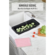 Lavoba İçi Sürgülü Açılır Kapanır Sebze Meyve Süzgeci Siyah Açık 38,5 Cm Kapalı 34,50 Cm Çok Renkli