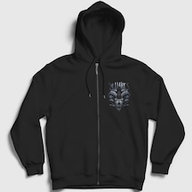 Presmono Unisex Wild In Flames Fermuarlı Kapüşonlu Sweatshirt Siyah