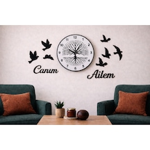 Duvar Saati 40 Cm Modern Ve Şık 8 Adet Kuş Temalı No97 Çok Renkli