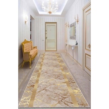 Bej Gold Kaymaz Çerçeveli Kesme Rulo Özel Ölçü Yolluk Ar755n11 Bej - Gold