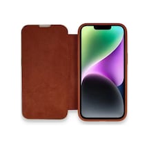 Newface Apple İphone 14 Pro Max Kılıf Dolpin Kapaklı - Kahverengi