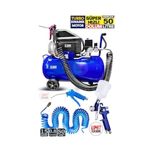 Bakır Sargı Motor Gölge Detay Tabancası 50lt 2 Hp 1500 W Süper Hızlı Dolum Hava Kompresörü Boya Set